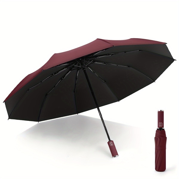 Rain Or Shine Paraply med dubbla användningsområden  helautomatiskt paraply med 10 revben  flera färger tillgängliga Vin, röd