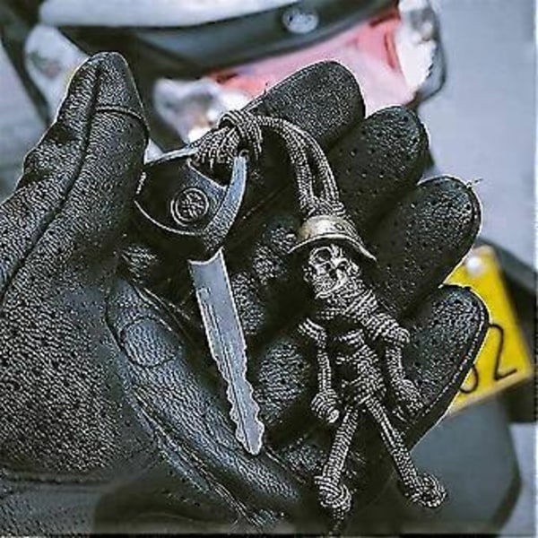 Kranie Nøglering Skelet Soldat Paracord Nøglering Kreativ Skelet Soldat Nøglering Bagagemærke (1 stk. Sort)