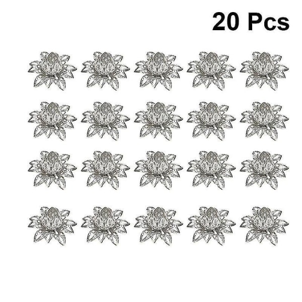 20pcs Diy Accessories Lotus Beads Flower Caps Pendant Charms Hollow Spacer End Caps For Jewelry Necklace Bracelet Making (white K)