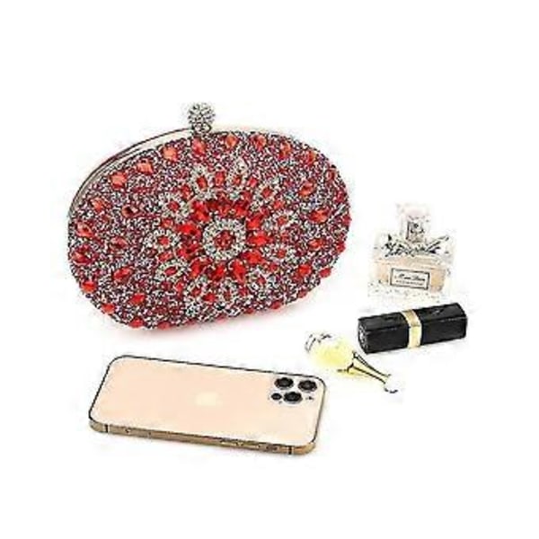 Rhinestone Dame Aften Clutch Perle Taske Bryllup Prom Håndtasker Multi-farve Mulighed (SORT)