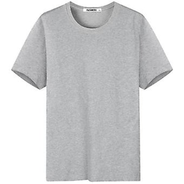 2023 Sommar Mjuk Slim T-shirt Herrar Enfärgad Tee Standard Blank T-shirt Ins Tees Topp (M Grå)