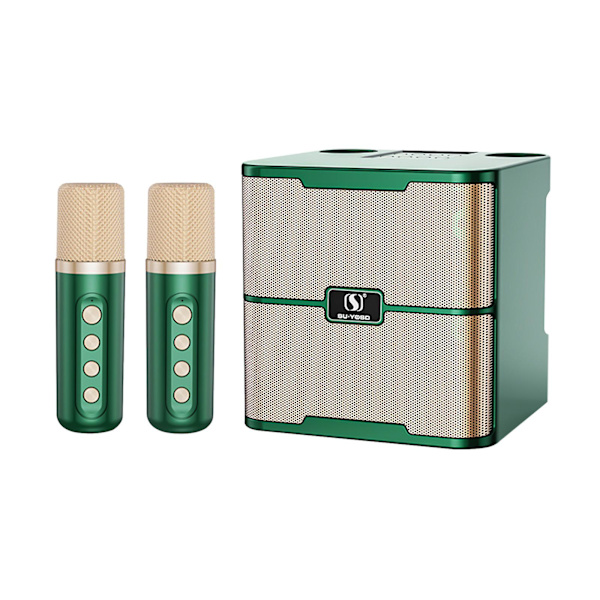 Karaoke-maskin med trådlös Bluetooth-mikrofon Bärbar Bluetooth-högtalare Dubbel mikrofon Högtalarmikrofon Allt-i-ett-maskin Stöder | Usb | A Green