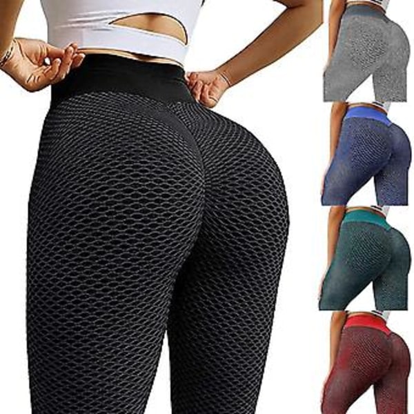 Tik Tok Leggings Dam Yoga Leggings Gym Anti-cellulit Fitness Butt Lift Byxor (S Rose)