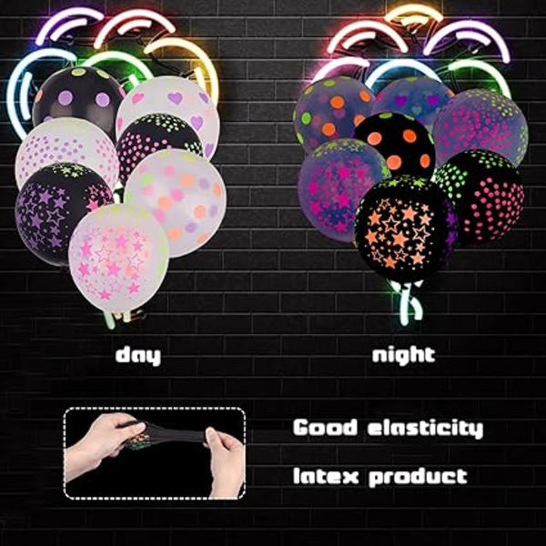 50 stk. Glow In The Dark Fluorescerende Balloner til Polka Dot Them