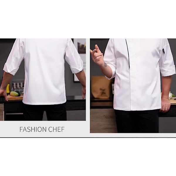 Unisex Langærmet Restaurant Hotel Køkken Kok Arbejdstøj Uniform（4XL Hvid）