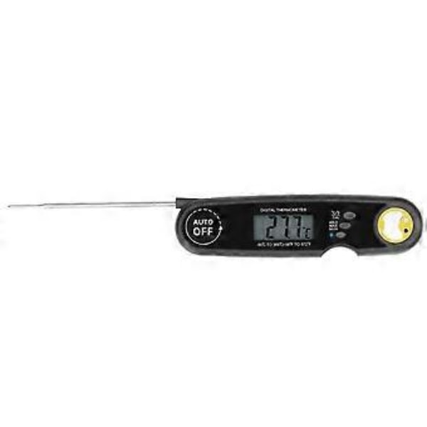 Mattermometer Sammenleggbar Vanntett Elektrisk Kjøtttermometer Probe Rask Temperaturmåling for Grillmatlaging Svart
