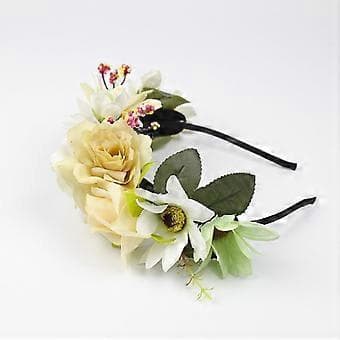 Boho Blomsterkrone Blomsterhårbånd Hårkrans Bryllupsbrud Hodeplagg (Beige)