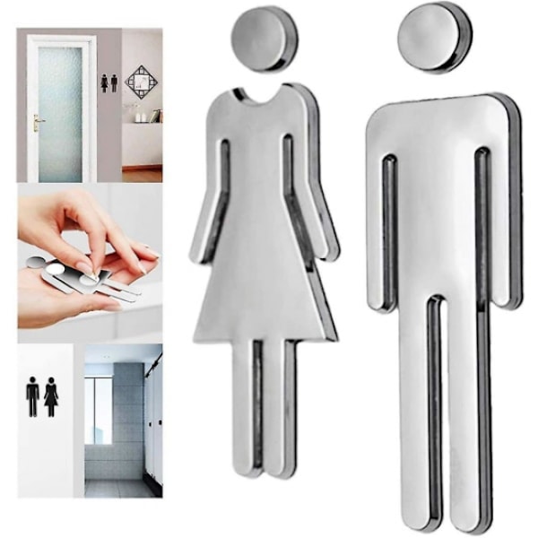 1 stk. toiletskilt, toilet husnummer, rustfrit stålskilt