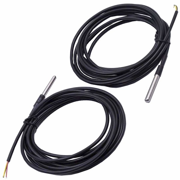 2PCS DS18B20 3M Kabel Digital Temperatur Termisk Vanntett Probe Sensor