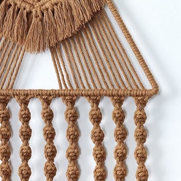 (Brun) Macrame Vævning Vægophæng Drømmefanger Trekant Kvast