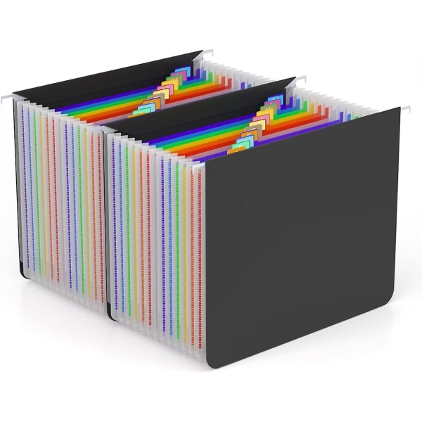 Expanding Hanging File Folders, 26 Innovative 1.5" Accordian Pockets, Large Capacity, Multi-color Tabs, 8.5x11 Letter Size Plastic File Folders For Fi