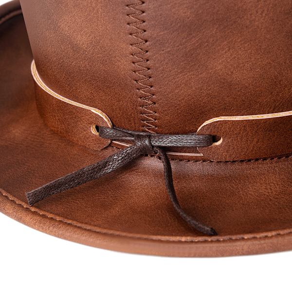 Punk Halloween ny industriell retro stil PU-läder kupol unisex magisk hatt gentleman fest bowlerhatt kvinna