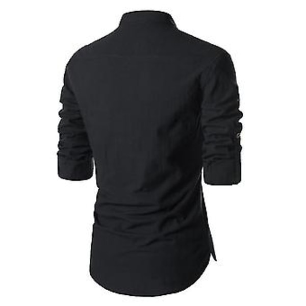 Miesten pitkähihainen T-paita vetoketjulla, rento, slim fit, pystykauluspaita, laadukas (XL Musta)