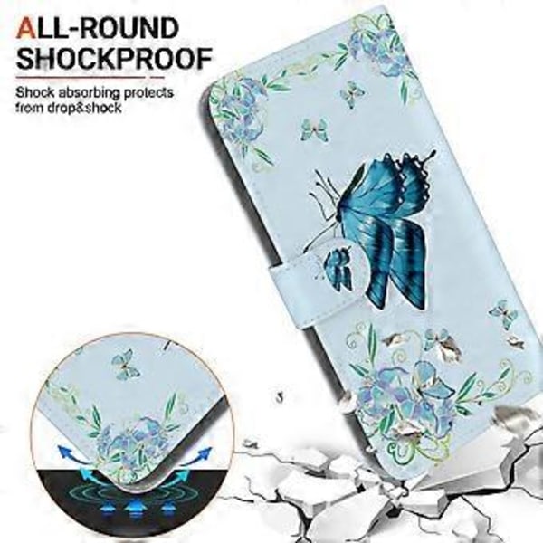 Läderfodral för Infinix Zero 30 5G, mobilskal med mönstertryck (Blå Fjärilsblomma)