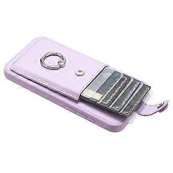 Skal för iPhone 16 Plus Ritningstyp Kortfack Läder Baksida med Ringstativ (Stil B)