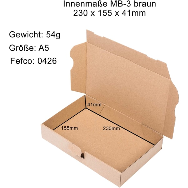 50 kartonger 24x16x4,5 cm - Brun - Postlådor - förpackningskartong