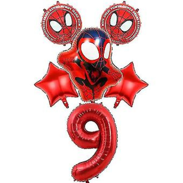 Spidey ja Hämmästyttävät Ystävät Syntymäpäiväkoristeet Hämähäkkimiehen Teemalla Pöytäastiat Kupit Lautasen Spidey Ilmapallo Tarvikkeet Lapsille (numeroilmapallo 9)