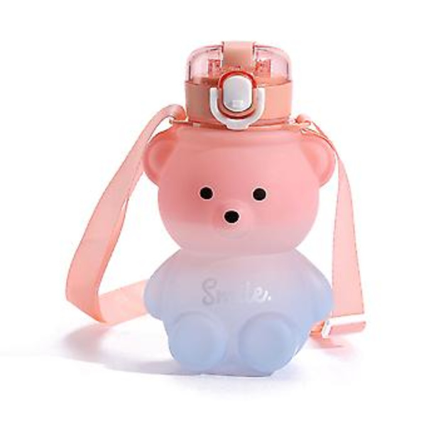 Sööt Kawaii Karhu Vedenpullo Suuri Urheilu Koulun Juomapullo Oljella (Vaaleanpunainen (800ml))