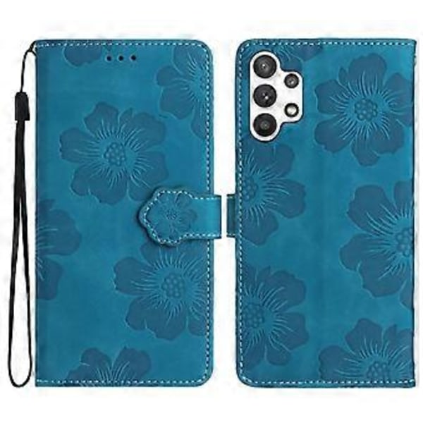 Til Samsung Galaxy A32 5G/M32 5G PU Læder Wallet Cover Blomster Prægning Telefon Cover med Støttefod (Style A)