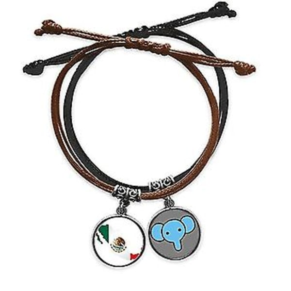 Rødt Grønt Mexico Kart Emblem Ørn Spiser Slange Armbånd Tau Håndkjede Lær Elefant Armbånd ( )