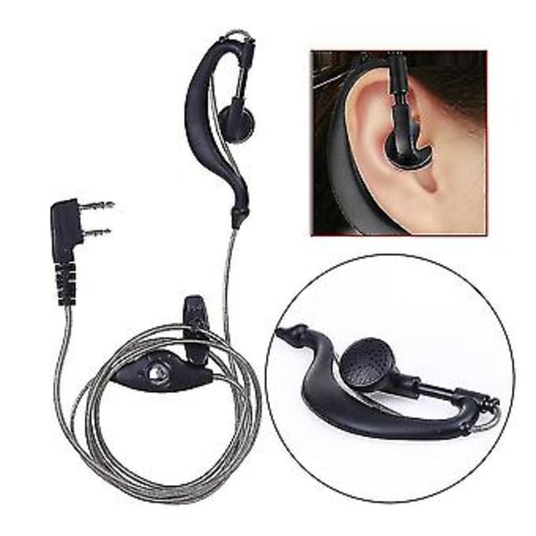 Svart 2-stifts PTT-mikrofonheadset Kompatibelt med Kenwood Radio Baofeng Uv5r Bil{jkw} ( )