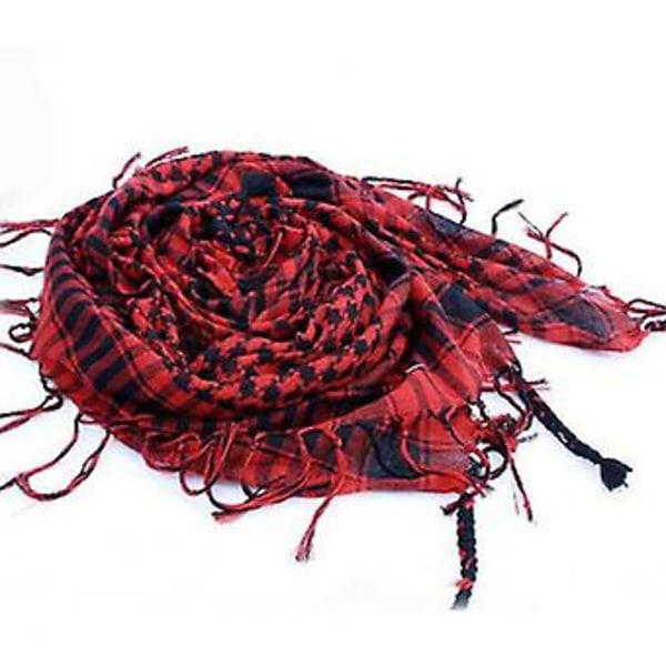 Unisex Houndstooth Arab Tactical Desert Army Shemagh Keffiyeh Tassel Scarf Wrap Scarves( Red)