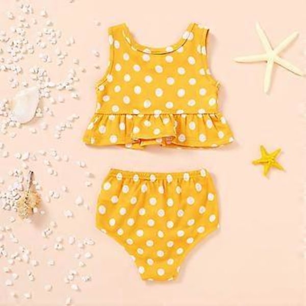 KATEA Toddler Baby Flicka Sommar Badkläder Ärmlös Randig Badkläder Tvådelad Dräkt Strand Bikini