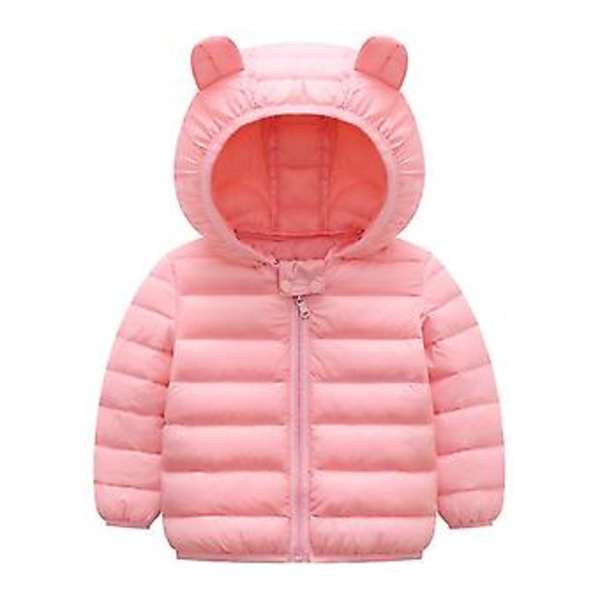 Barnens Termiska Björnöron Huva Quiltat Vadderad Jacka Puffjacka Ytterkläder (5-6 År Rosa)