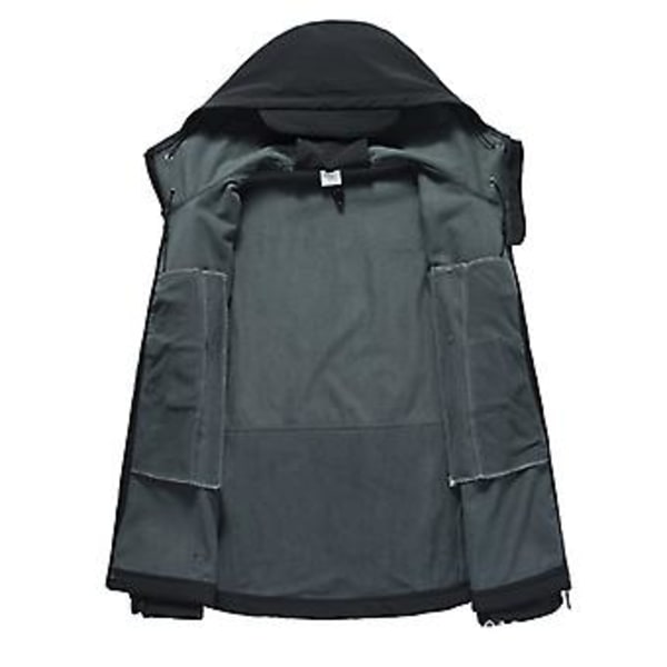 Vandtæt Vinter Mænd Udendørs Jakke Taktisk Frakke Blød Skal Militærjakker (2XL Sort)