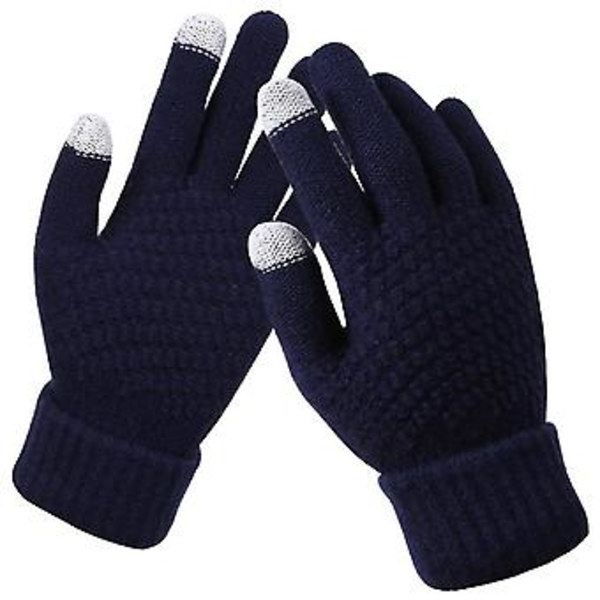 Unisex Vantar för Kvinnor och Män med Pekskärm, Stickade, Halksäkra, Varmvintervantar (Cyan)