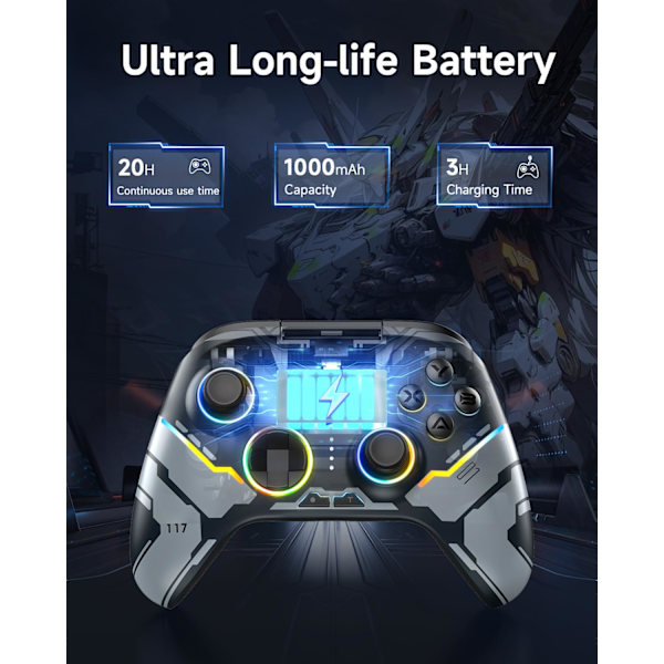 X15 PC-controller - Forbedret trådløs Bluetooth-controller med Hall-joysticks/Hall-aftrækkere/RGB-belysning - Ingen stick-drift