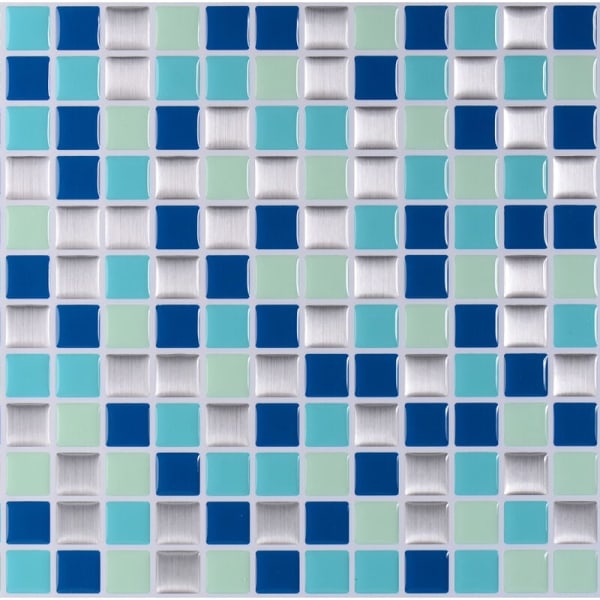 Blå selvklæbende flisetapet 10"X10" Mosaic Style Wall Stick
