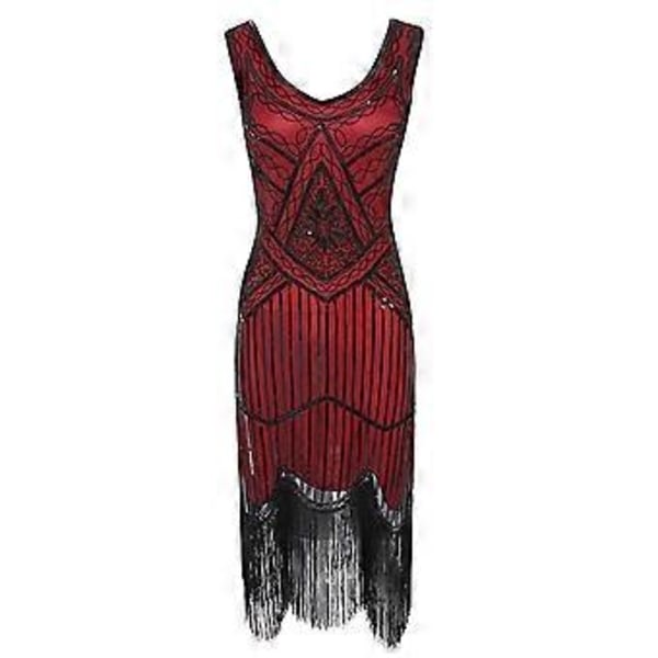 1920'er Vintage Kjole Dame Flapper Charleston Kjole Gatsby Paillet Kvast Kant Cocktail Flapper Prom Kjole Aftenkjole Cocktail Party Kostume Kjole