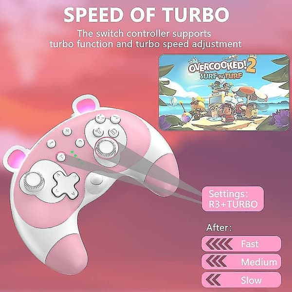 Switch Controller Söta Tvätthund Djur Pro Gamepad Switch/lite/oled Trådlös Switch Controller, Spelkontroll Med Uppvakningsfunktion, Stöd Gyro Axis, Pink