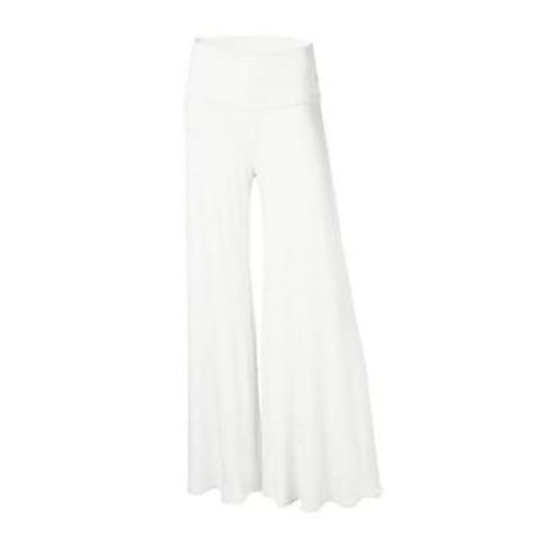 Store størrelser Dame Solid Høy Elastisk Midje Casual Sommer Fit & Flare Bukser (3XL Hvit)