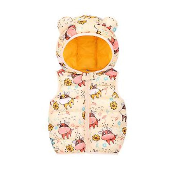 Babyärmad Bomullsjacka Bekväm Tjock Casual Jacka För Barn Pojke Ytterkläder (110cm Tjurhuvud Gul Blomma Öra Väst)