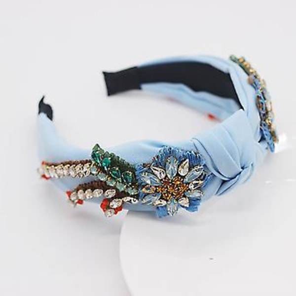 Barok Rhinestone Krystal Pandebånd Til Kvinder Broderet Hårbånd Eksklusivt Hårbånd Kvinders Hårtilbehør Hårbøjle En Række Farver (blå)