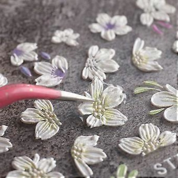 Nagelsticker 5d utsökt präglad nageltillbehör självhäftande nageldekoration blomster carving design akryl nagel