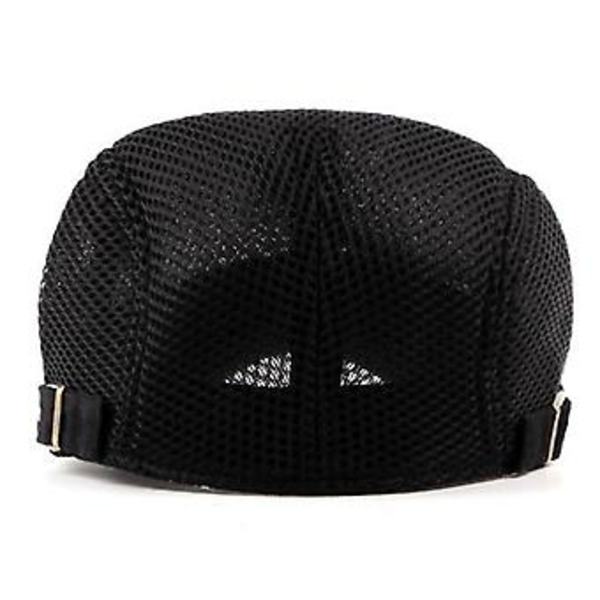 Herrar Ivy Gatsby Kepar Newsboy Hatt Mesh Cabbie Golf Körning Utomhus Platt Basker (Svart)