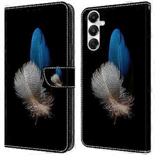 Magnetisk etui til Samsung Galaxy A35 5G med 3D-mønsterprint i læder (To fjer)