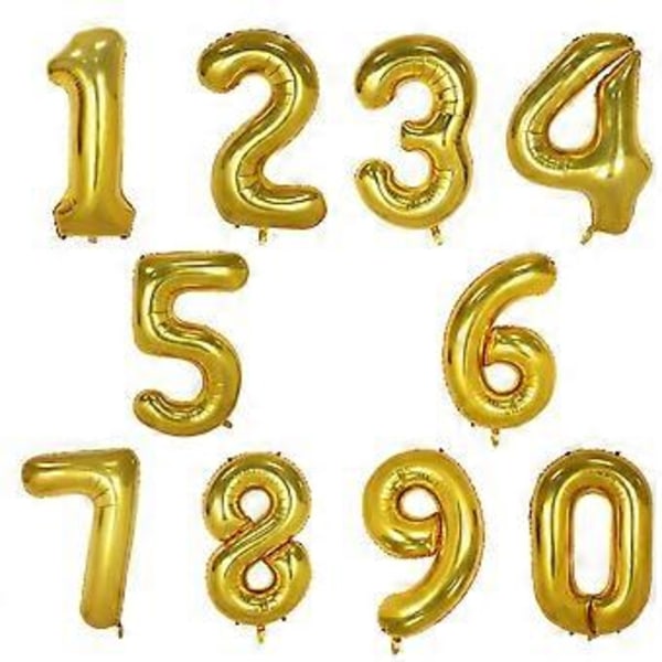 40 tommer Nummer Ballon, Gylden Helium Folie Ballon 0 1 2 3 4 5 6 7 8 9 Store Tal Balloner, Alder Balloner Fødselsdagsfest, Romantiske Lejligheder, Bryllup,