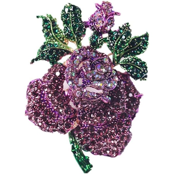 Ros Brosch Brosch för kvinnor flickor eleganta accessoarer emalj smycken strass ros form brosch stift strass Cr