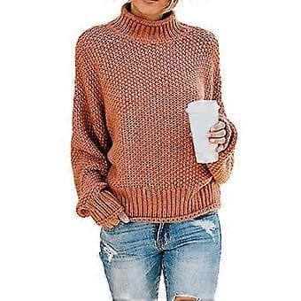 Dame Turtleneck Batwing Erme Oversized Genser S Hvit(S Oransje)