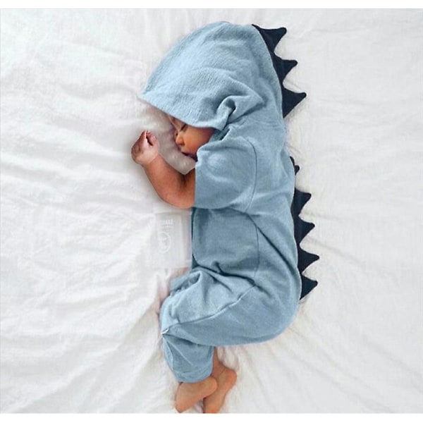 Baby Clothes New Baby Boys Girls Clothes Baby Dinosaur Hooded Jumpsuit Outfits Autumn Winter Kids Clothing Blue 3Mto60