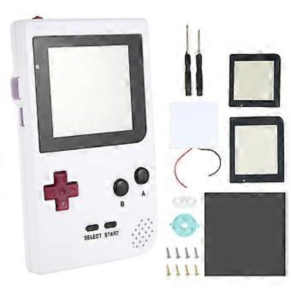 DIY Kuoren Vaihto Gameboy Pocket -pelikonsolille GBP-kuorikoteloon nappisarjalla ja lasilinssillä (valkoinen)