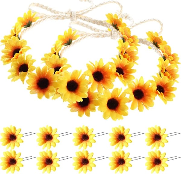 10 stycken solros-hårklämmor Blommiga hårklämmor 2 stycken solros