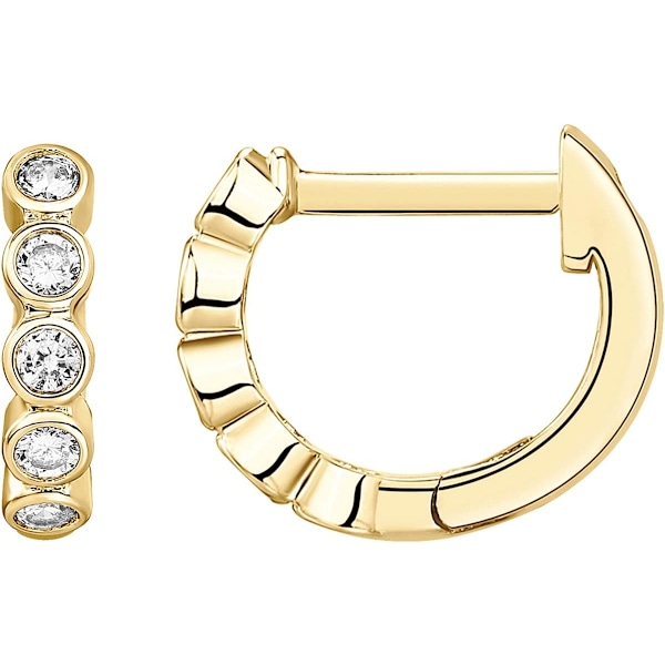 Silver Post Pave Cubic Zirconia Huggie Hoop Örhängen för Kvinnor