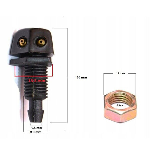 Bilrudeviskerpumpe: 2 stk. rudeviskersystem sprinklerdyse