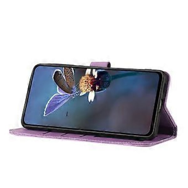Til iPhone 12 Pro 6.1 tommer Blomster Præget PU Læder Telefon Cover Foldbart Stativ Pung Cover (Style B)