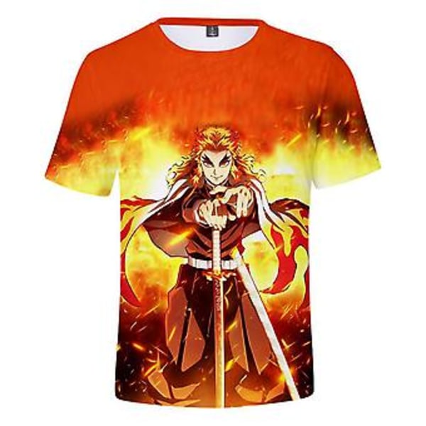 Demon Slayer Anime Print T-shirts Kvinder Mænd Sommer Casual Rundhals Tee Tops Gave til Fans (XL C)